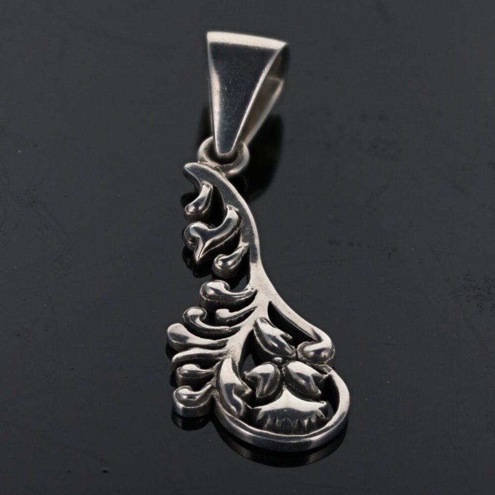 Designer Barse Sterling Silver Swirl Pendant Measuring 2.5"